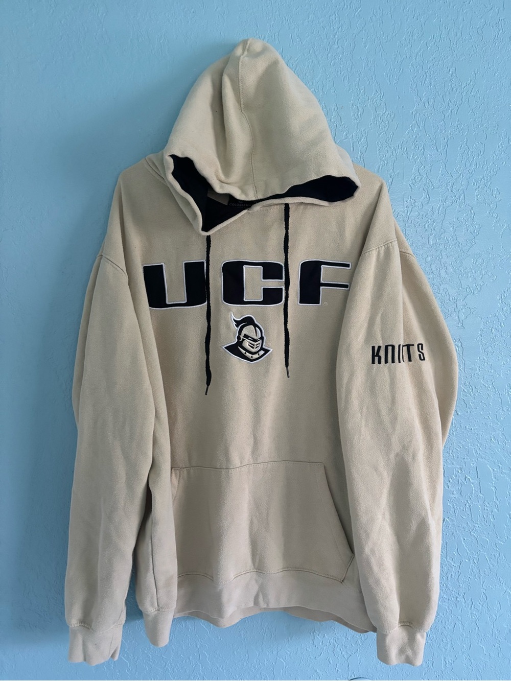 Colosseum Men's Hooded Sweatshirt in Cream with Black Accents